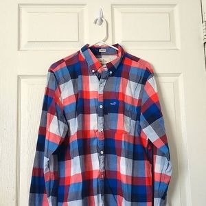 Hollister red, white and blue long sleeve shirt